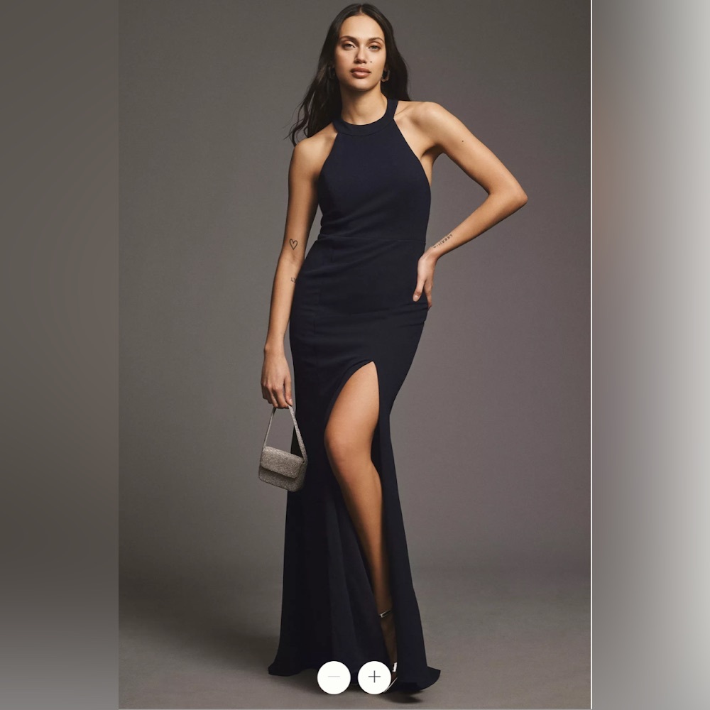 BHLDN NWT Juliana Crepe Halter Dress Navy Size 0